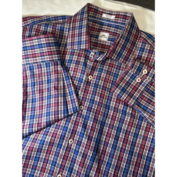 Peter Millar Shirt Mens XL  Blue Plaid 100% Cotton Long Sleeve Button Down - Picture 5 of 13